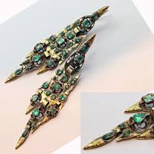 Antique Georgian Iberian earrings gold emeralds c1780 Spain (7460) – Brenda Ginsberg Antique Jewelry