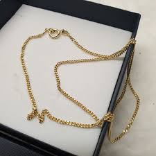 50.5 Cm / 1.7 Mm Necklace Chain Curb Chain Curb Chain Gold ...