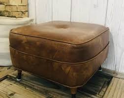 Vintage Tufted Leather Ottoman by Drexel Heritage in Brown - Etsy