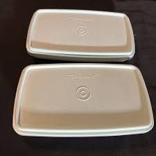 2 VTG 816 Tupperware USA Deli & Cheese Storage Containers & Mint Green Lids 817 | eBay