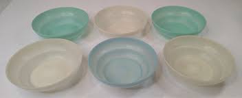 Vtg Tupperware 6 Cereal Bowls # 155 Pastel Colors Green/Blue ...