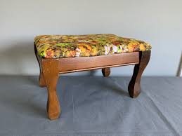 Vintage Wooden Footstool - With Vintage Floral Fabric Top ...