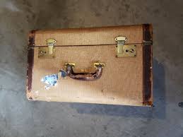 Vintage Golden Brown Tweed Suitcase 1940's Antique Luggage | eBay