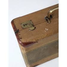 Vintage Striped Canvas Suitcase Circa 1930 | Chairish