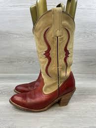Frye 7240 Women's Red Cream 7.5 Leather Western Cowboy Boots USA Lizard Inlay | eBay