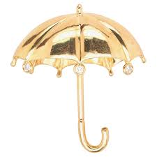 18K Yellow Gold “Tiffany and Co” Diamond Umbrella Brooch For ...