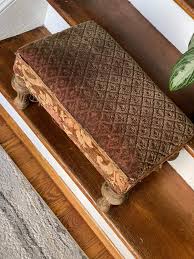 Breathtaking Antique Velvet Ottoman Stool Rustic Treasure! - Etsy UK
