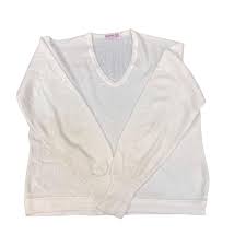 IZOD Jumper Womens Large White Knitted Long Sleeve V-neck ...