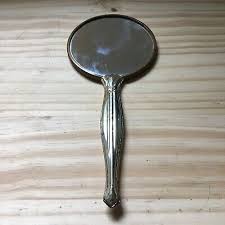 Vintage 1960s Hand Held Mirror Gold & Silver Toned Rim ...