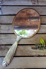 Mid Century Vanity Hand Mirror Boudoir Floral Hollywood ...