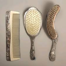 Silver Brush Comb Set In Collectible Vanity Accessories | eBay