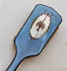 3-Piece Brush & MIrror Set With Hand-Wrought Silver Handles & Enamel Inlay, 1910 | eBay