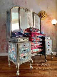 'Tuscany Trellis' Hand Painted Antique Vanity by Dionne Woods