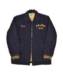 Vintage Maple Jacket Mens 36 Navy Wool Chain Stitch Varisty Zip Faux Fur Lined | eBay