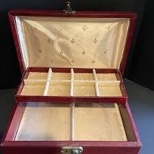 VTG MCM 1960-70's Maroon & Gold Stamp Jewelry Box 11 1/2” X ...