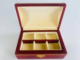 Vintage Swedish Gold Embossed Red Leather Trinket Box | Chairish