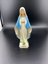 Vintage Madonna Virgin Mary On Snake Small Hard Plastic 6 ...