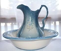 VINTAGE Ironstone 00 Pottery - Large Floral Blue PITCHER ...