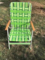 Vintage Aluminum Folding Lawn Chair Green ,white Webbed Retro 70s Beach Camping | eBay