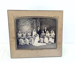 Antique 1920s Wedding Photo Black White Bride & Groom With ...