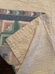 VINTAGE PATCHWORK LOG CABIN DIAMOND QUILT MULTICOLOR COTTON ...