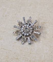 Art Deco Style, Snowflake or Flower Silver Toned Rhinestone ...