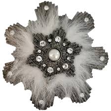 Givenchy Silver Tone Clear Rhinestone Snowflake Brooch ...