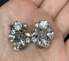 Weiss Women's Clip On Earrings Silver Tone Faceted ...