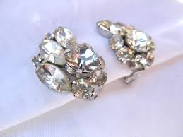Juliana D&E Earrings Clear Rhinestone Clips - Etsy