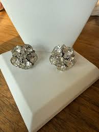 1950s Vintage Coro Faux Diamond Cluster Clip on Earrings, A ...