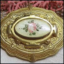 Early 1900s Victorian French Guilloche Roses Gold Medallion ...