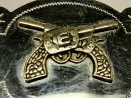 Western Belt Buckle Crossed Six Guns Silver Tone Etched ...