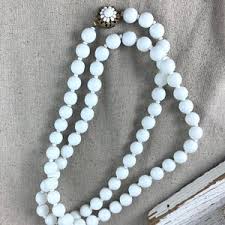 Miriam Haskell Milk Glass Bead Necklace, 30" Long, 10 Mm Beads, White Seed Bead Spacers, Vintage, Signed - Etsy
