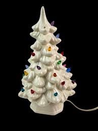 Vintage White Ceramic Christmas Tree Multi Color Lights 12 ...