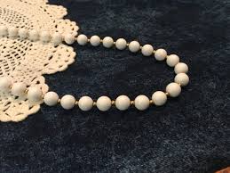 Vintage Monet white bead necklace | eBay