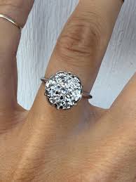 Vintage Estate Round Natural Diamond Cluster Flower Floral ...