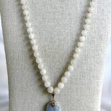 Ming's Lavender Jade Pendant and White Jade Bead Necklace ...