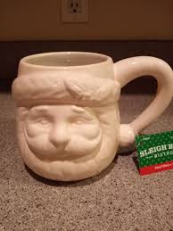 NEW Santa Claus Coffee Mug Pink Sleigh Bell Bistro Christmas ...