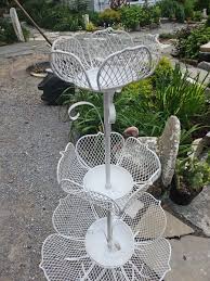 RARE White French Metal Iron Antique 44x22 Tiered Flower ...
