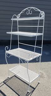 1970s Vintage Wrought Iron & Metal Mesh Bakers Rack | Chairish