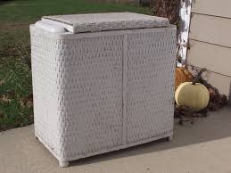 1930-40 Wicker Clothes Hamper Wood Hinged Top Old White ...