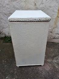 VINTAGE WHITE LLOYD LOOM STYLE WICKER RATTAN LAUNDRY BASKET ...