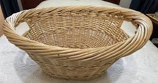 Vintage Wicker Laundry Basket Woven Oval ~Twisted Handles ...
