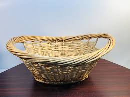 Natural Wicker Laundry Basket Woven Oval Twisted Handles ...