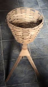 VINTAGE WOOD, WICKER & RATTAN 3-LEGGED PLANT STAND PLANTER ...