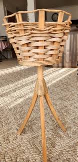 Vintage 3 Leg Wood Wicker Style Plant Stand Holder Planter ...