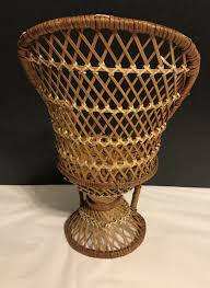 EXCELLENT Petite Doll 13” RETRO Peacock FAN BACK WICKER ...