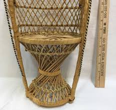 Doll Wicker Rattan Chair Fan Back Woven Tan 15.5" Tall Black ...