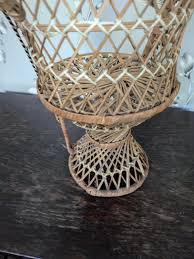 Vintage Small Boho Wicker Peacock Chair Plant Stand - Etsy