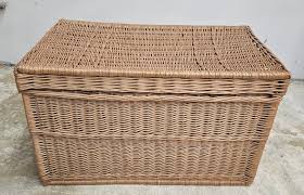 Mid 20th Century Woven Wicket Blanket Storage Chest | Chairish